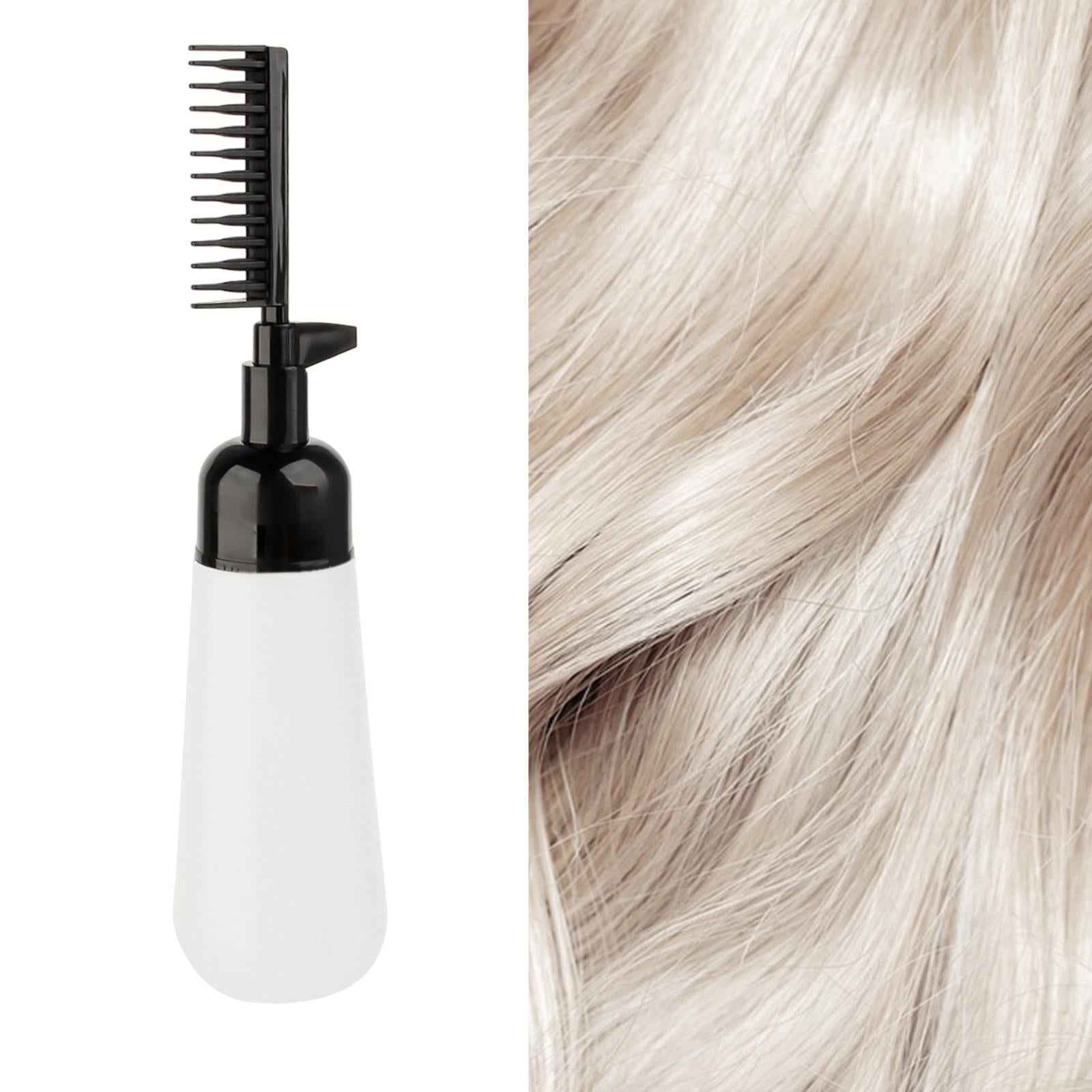 Comb Applicator Bottle Hair Coloring Dyeing Dispensing Bottle for Salon black