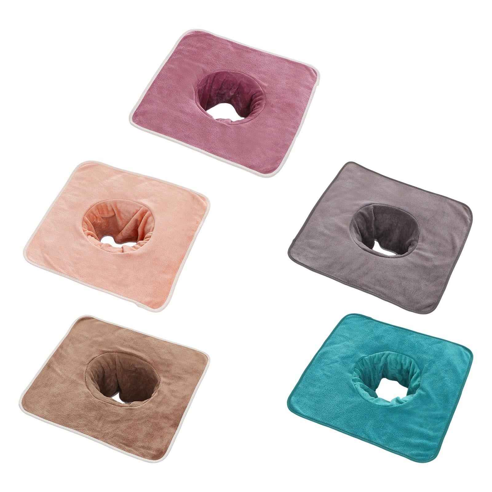 Salon Massage Table Towel Coverlet Face Pillow Towel with Hole for Care Skin Pink