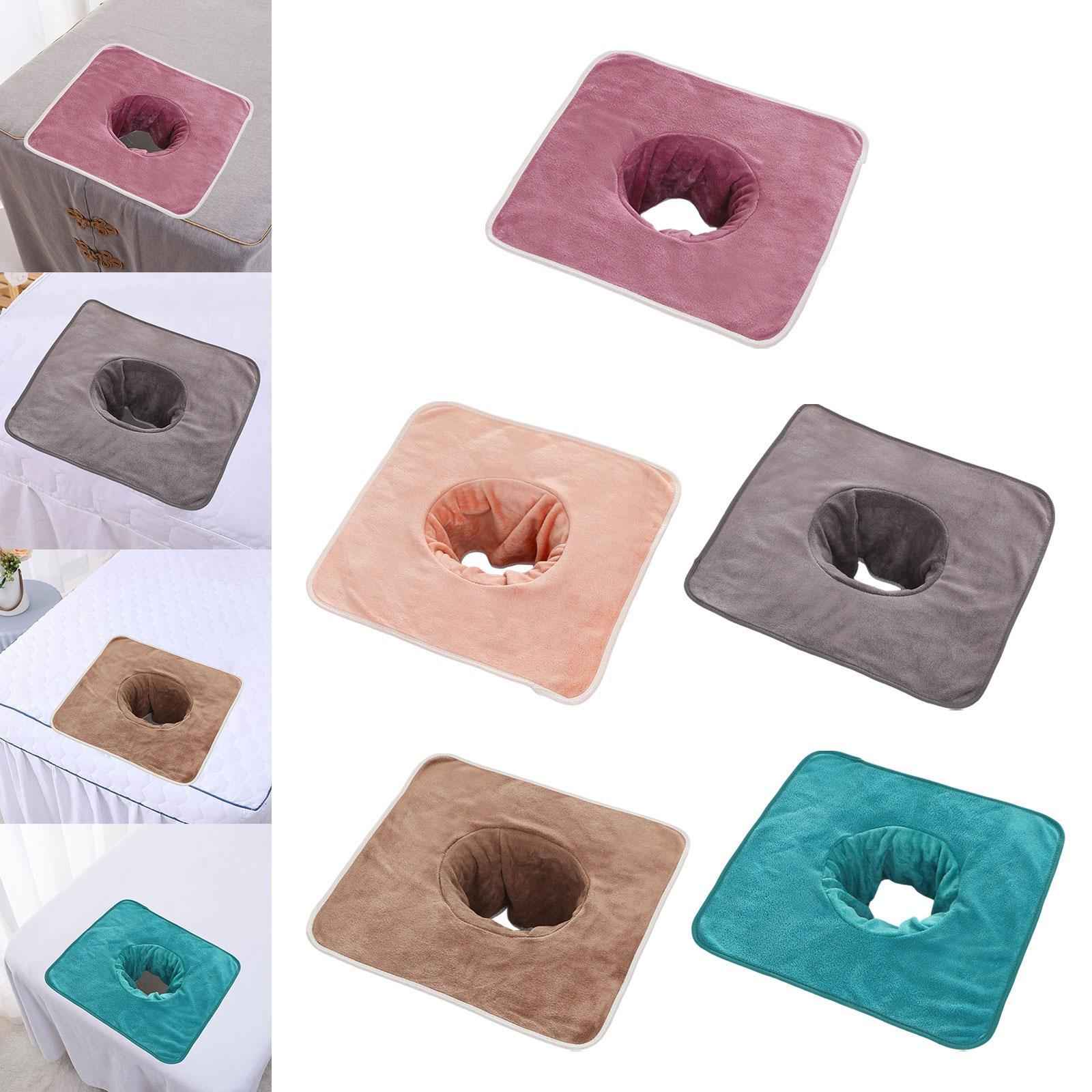 Salon Massage Table Towel Coverlet Face Pillow Towel with Hole for Care Skin Pink
