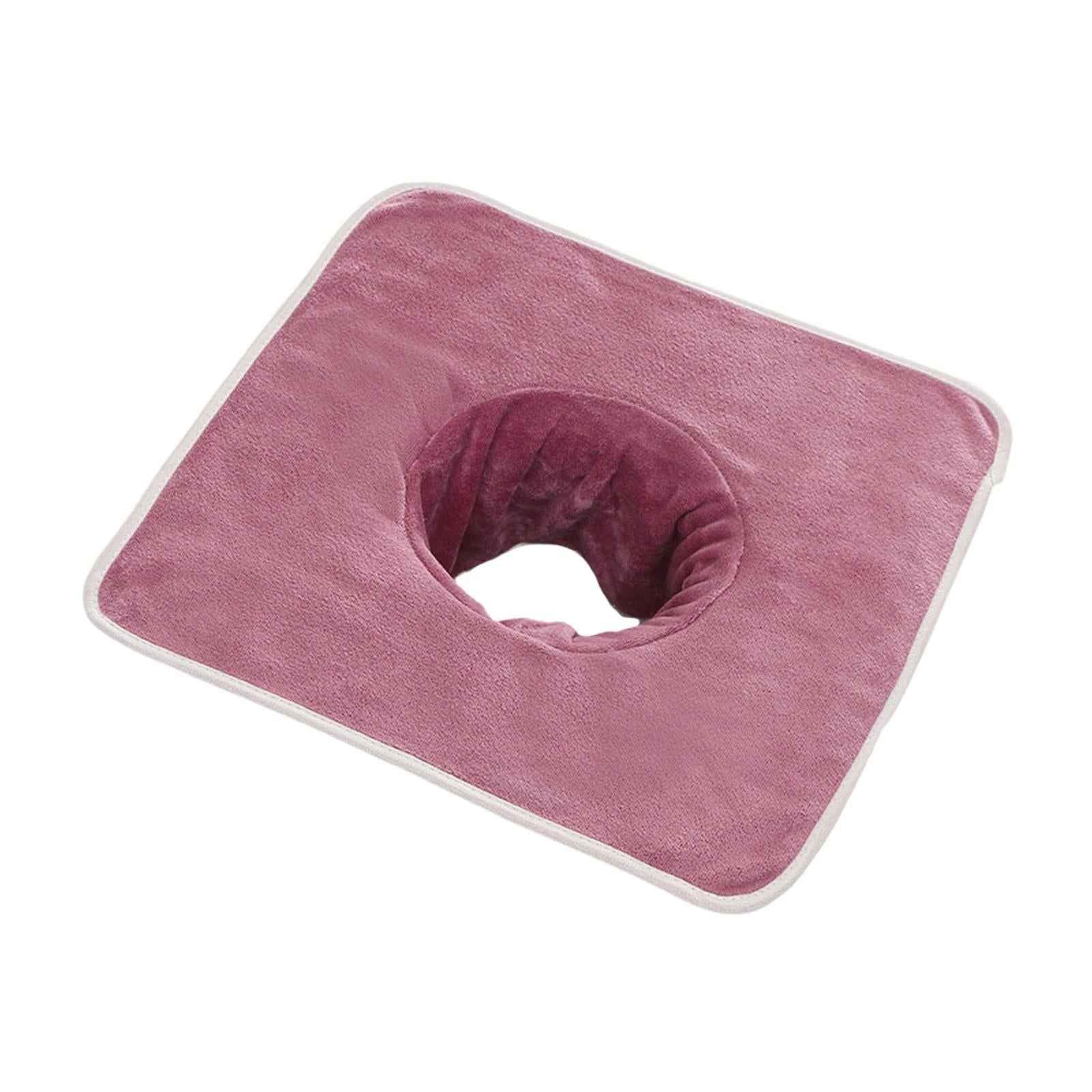 Salon Massage Table Towel Coverlet Face Pillow Towel with Hole for Care Skin Pink