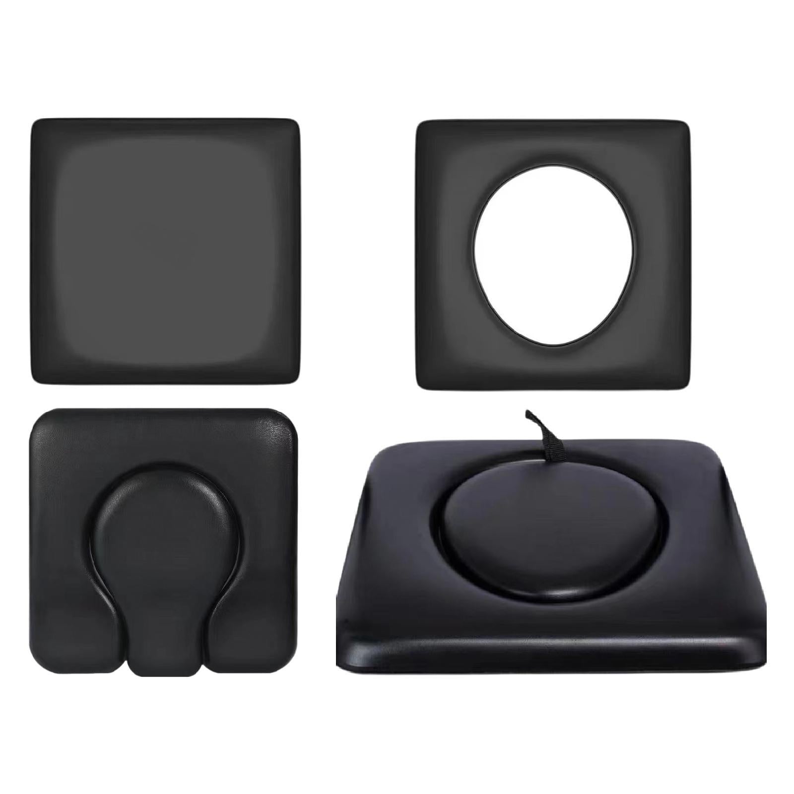 PU Commode Seat Cushion for Bedside Commode Chairs Black for Adults Disabled Flat Cover