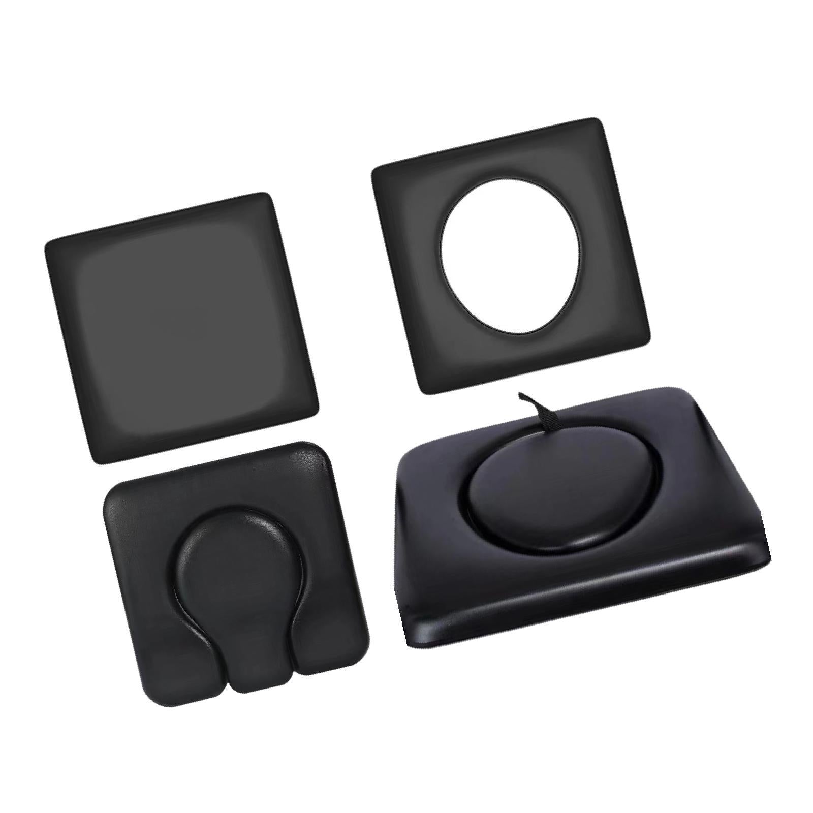 PU Commode Seat Cushion for Bedside Commode Chairs Black for Adults Disabled Flat Cover