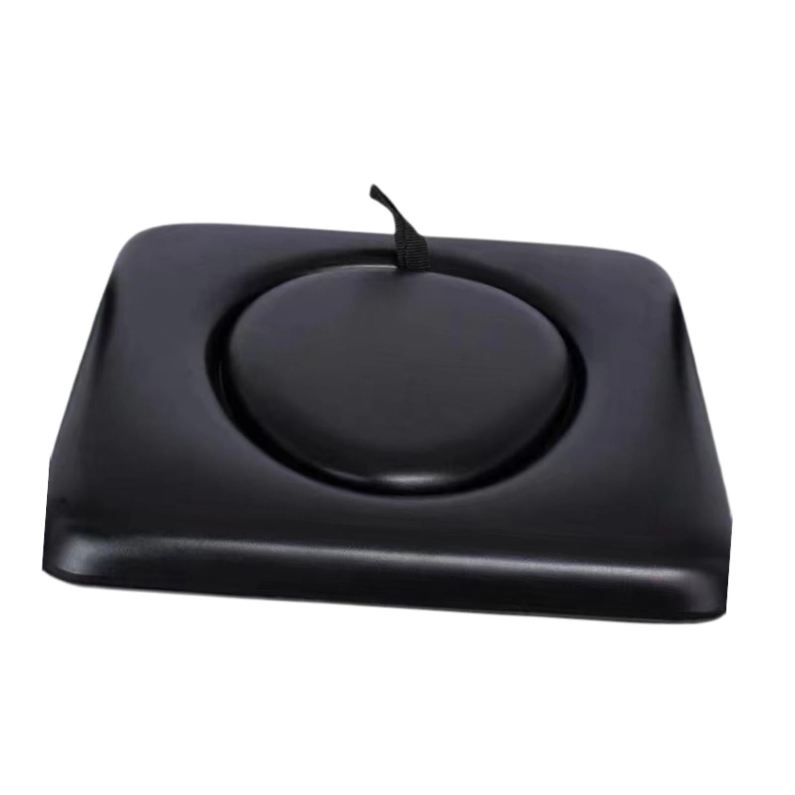 PU Commode Seat Cushion for Bedside Commode Chairs Black for Adults Disabled Round Hole Seat Pad