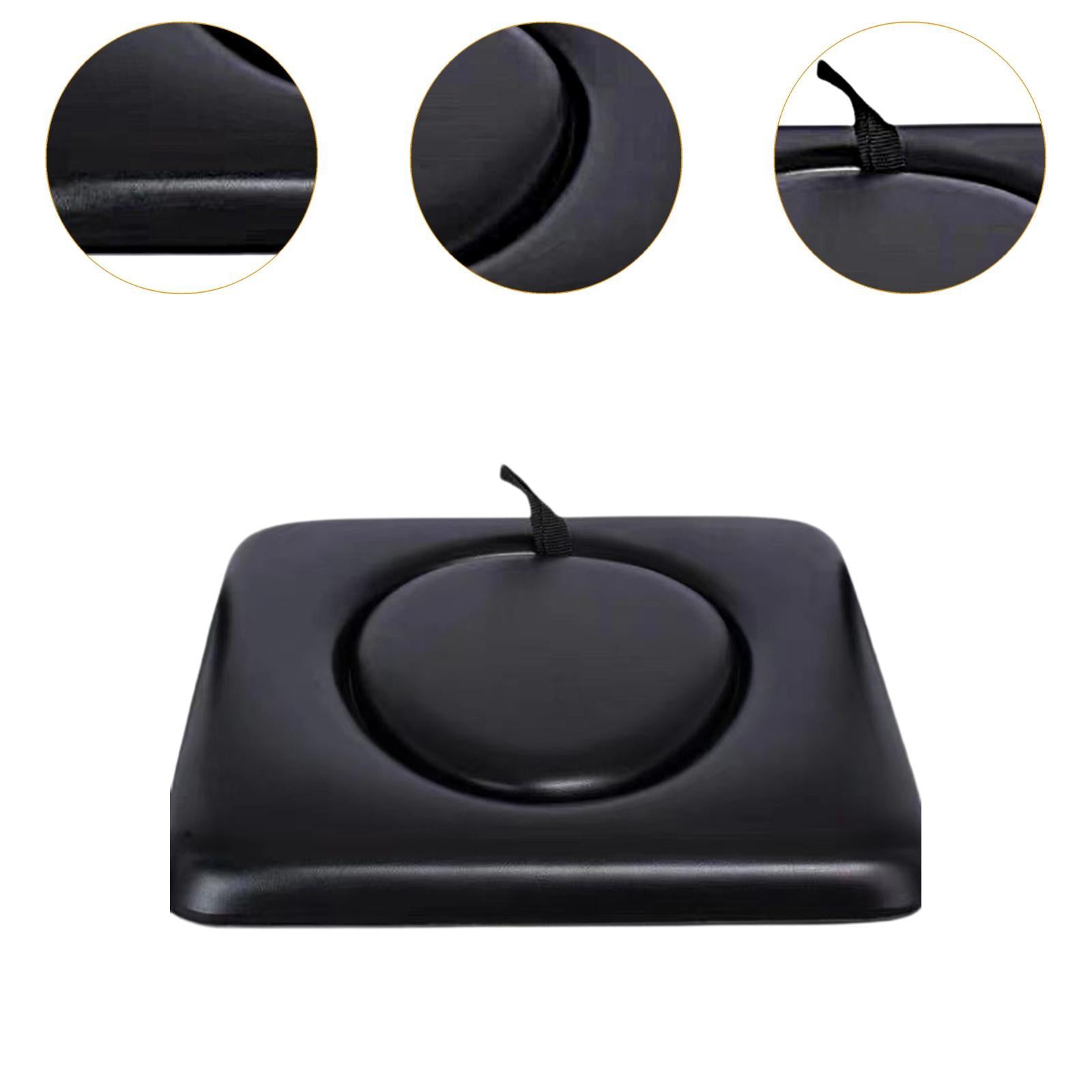 PU Commode Seat Cushion for Bedside Commode Chairs Black for Adults Disabled Round Hole Seat Pad