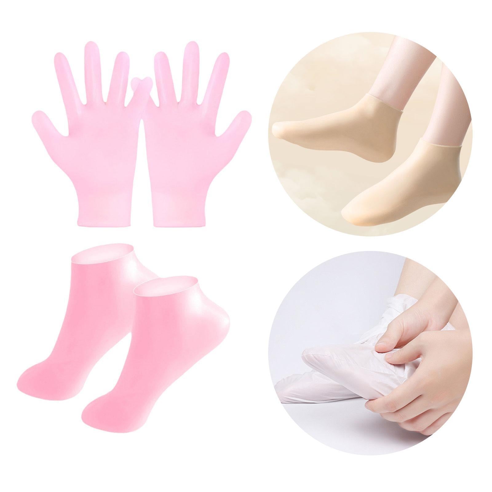 Silicone Gloves and Socks Spa for Women Lady for Beach Winter Daily Use Pink
