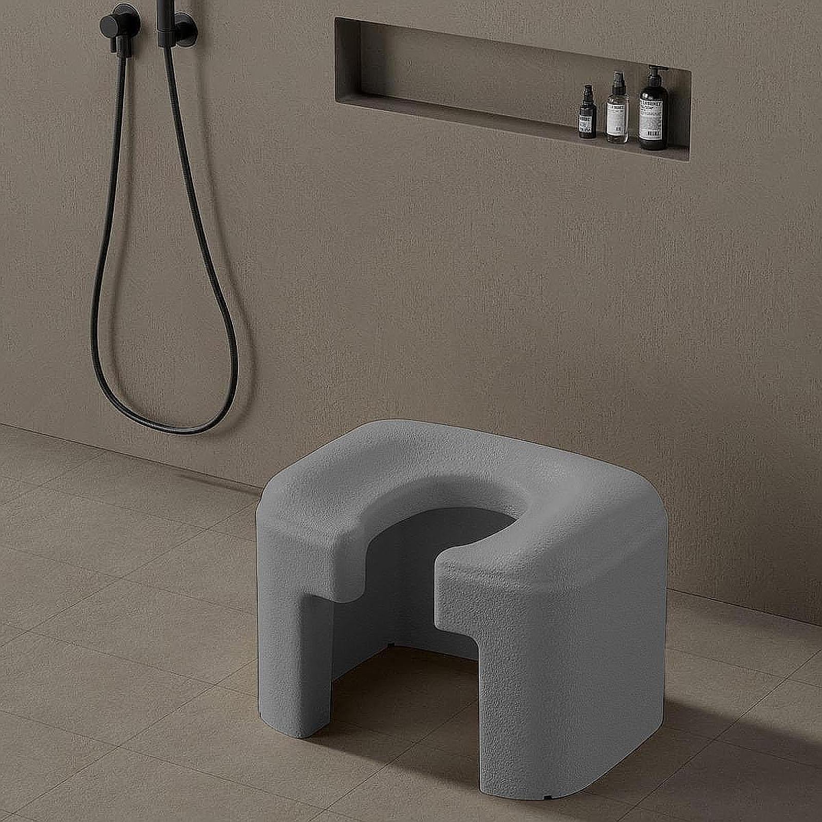 Toilet Commode Chair Multifunction Functional Stability Elderly Shower Chair Gray