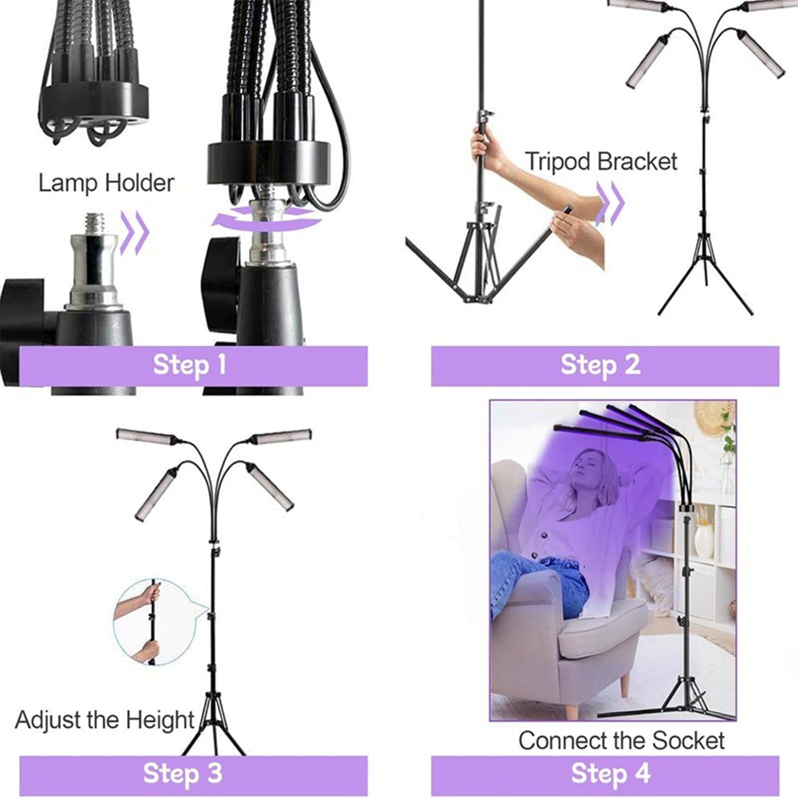 LED Tanning Lamp Indoor Blue Light Adjustable Stand for Face Chest Shoulders