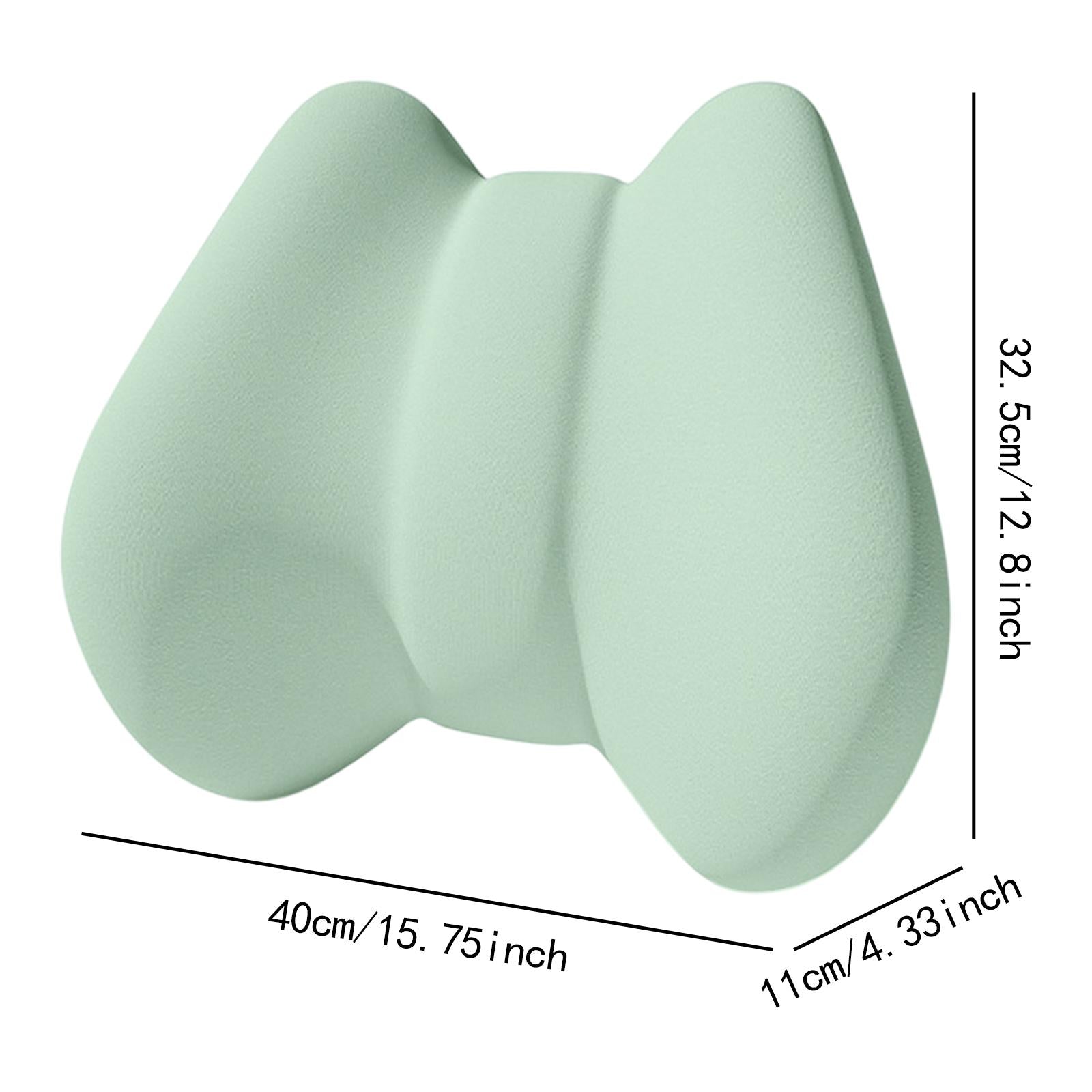 Back Pad Lumbar Support Pillows Cushion for Plane Car Seat Office Desk Chair Green