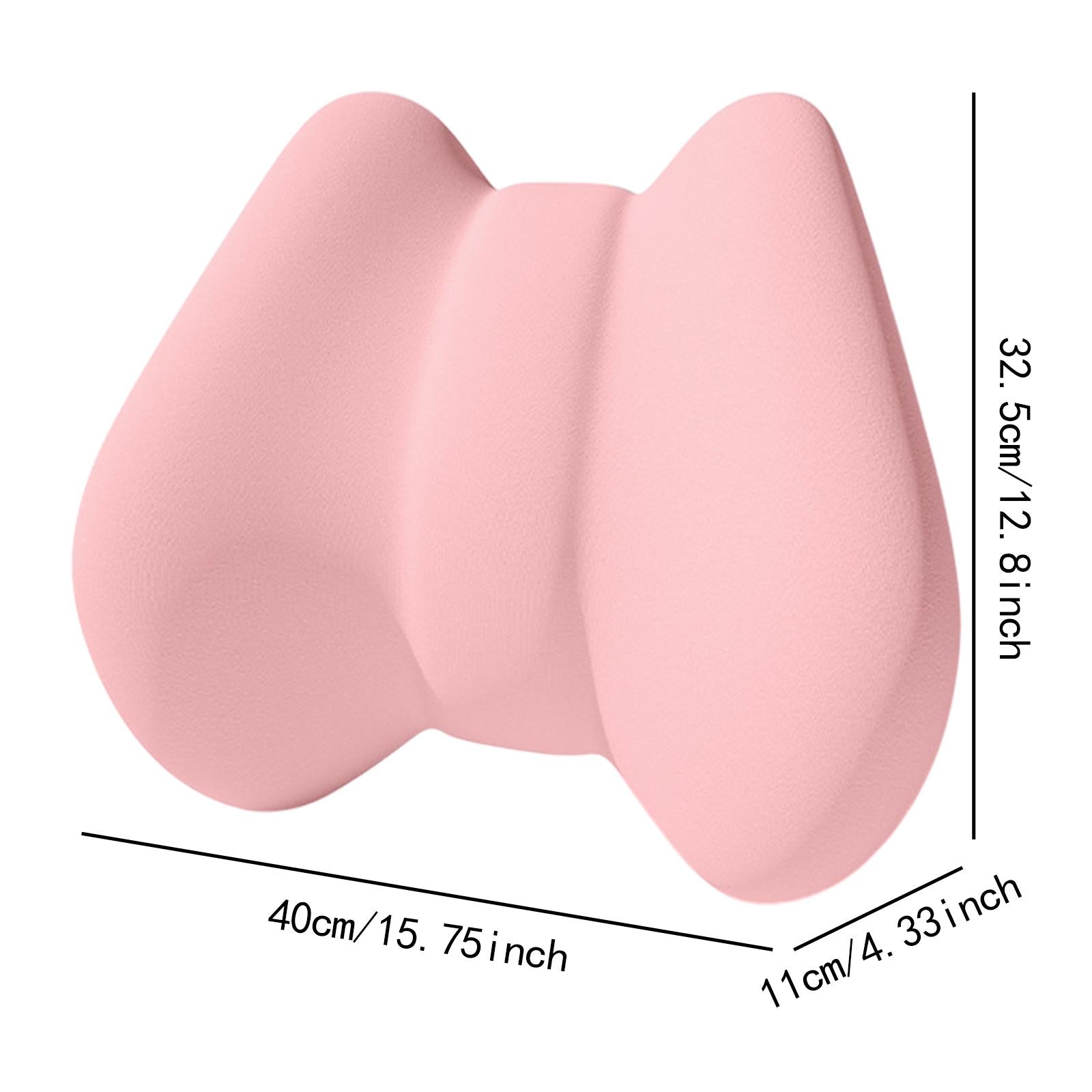 Back Pad Lumbar Support Pillows Cushion for Plane Car Seat Office Desk Chair Pink