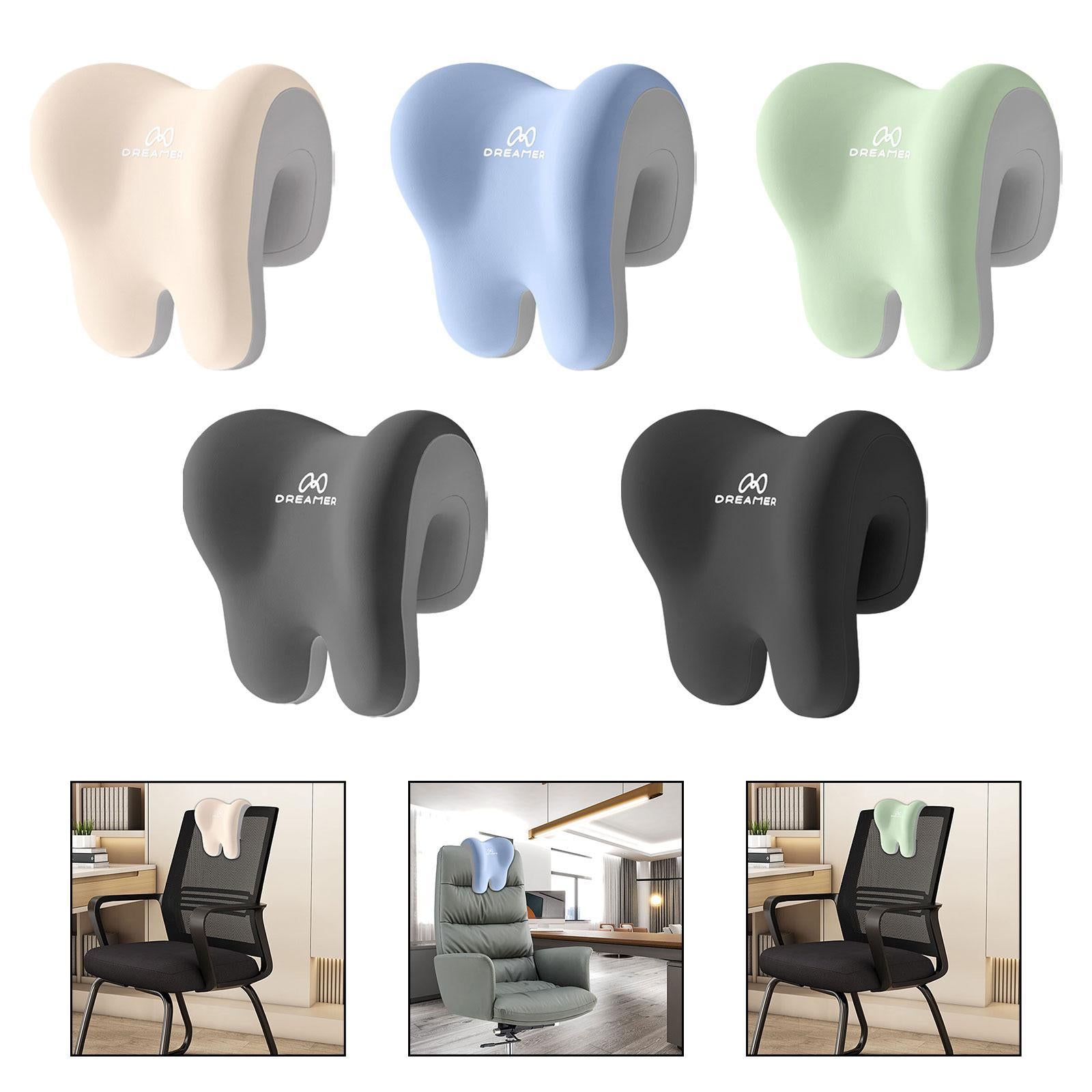 Office Chair Neck Support Comfortable Breathable Fabric Cover Napping Pillow Beige Grey