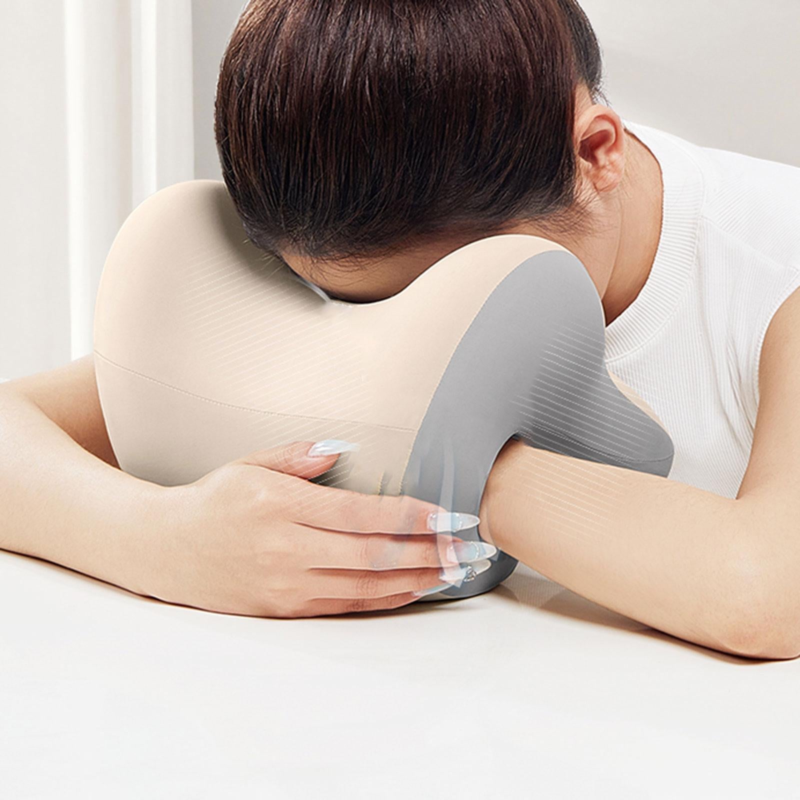 Office Chair Neck Support Comfortable Breathable Fabric Cover Napping Pillow Beige Grey