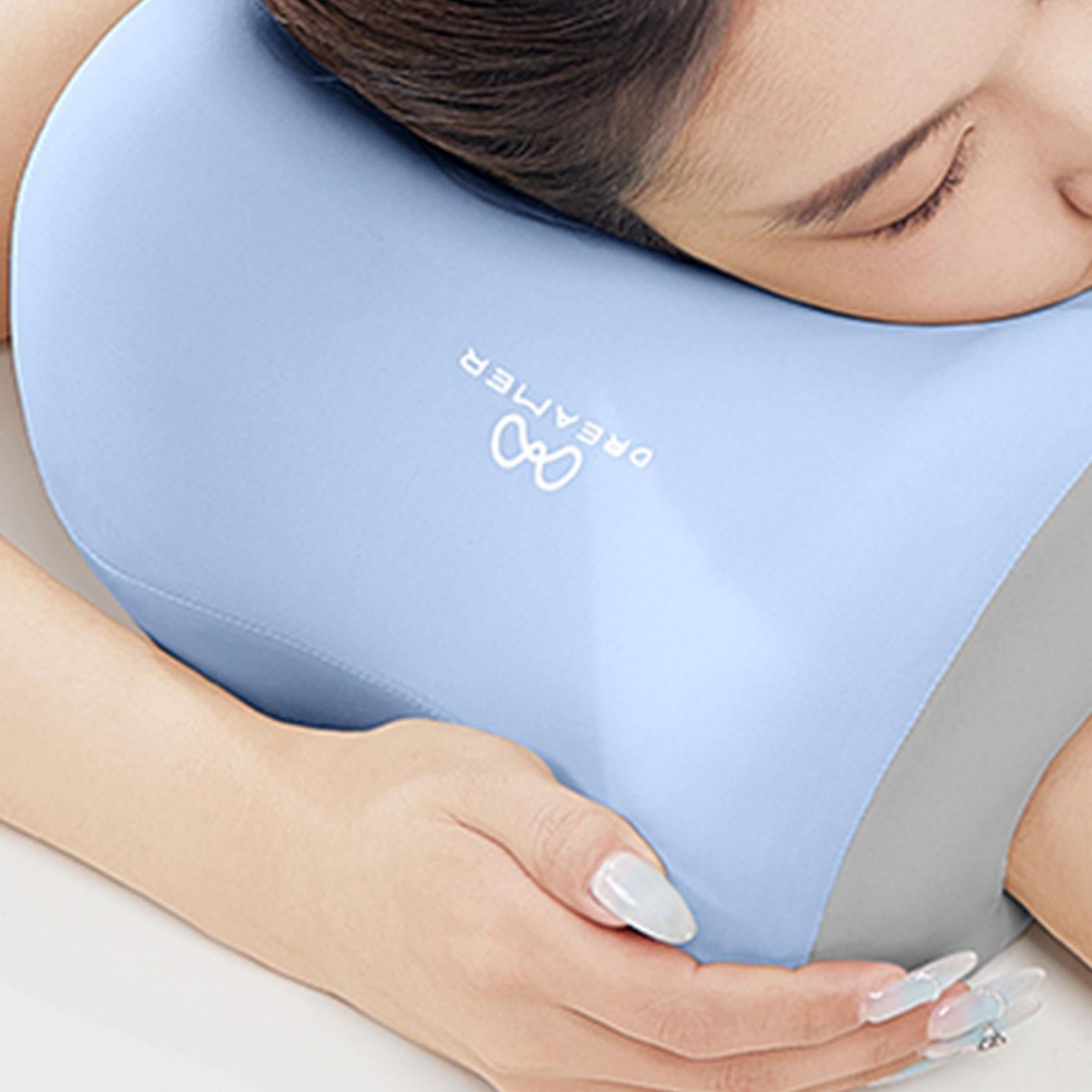 Office Chair Neck Support Comfortable Breathable Fabric Cover Napping Pillow Blue Grey