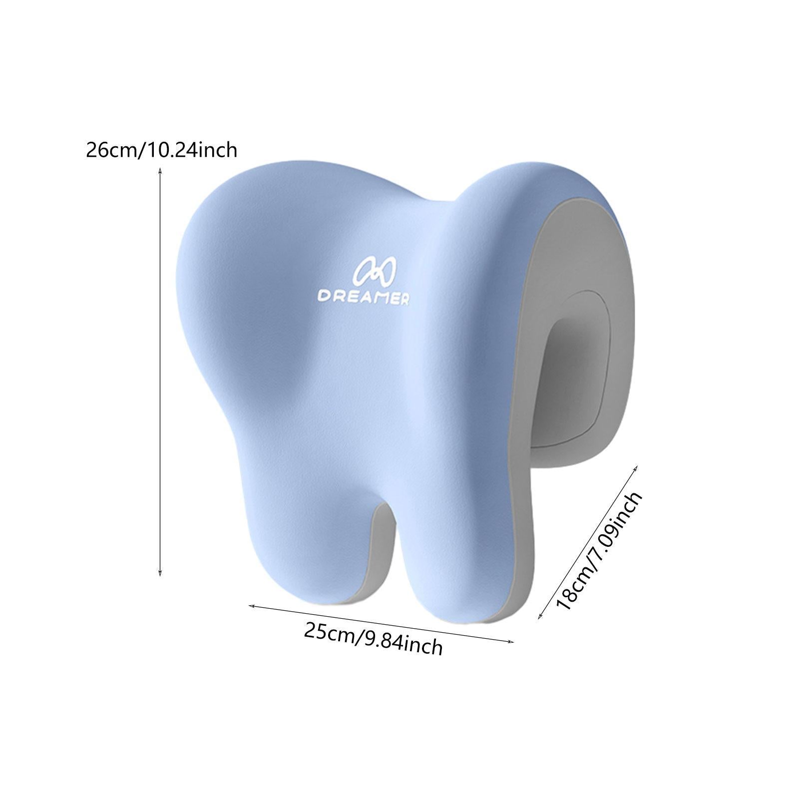 Office Chair Neck Support Comfortable Breathable Fabric Cover Napping Pillow Blue Grey