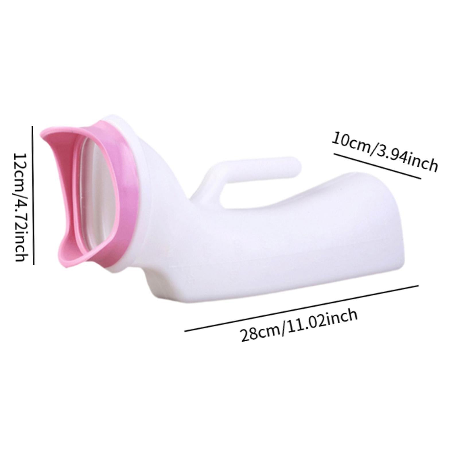 Female Urine Bottle Reusable Practical Pee Funnel for Car Travel The Elderly 12x10x28cm White and Pink