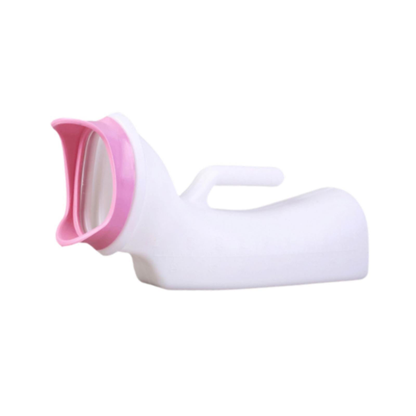 Female Urine Bottle Reusable Practical Pee Funnel for Car Travel The Elderly 12x10x28cm White and Pink