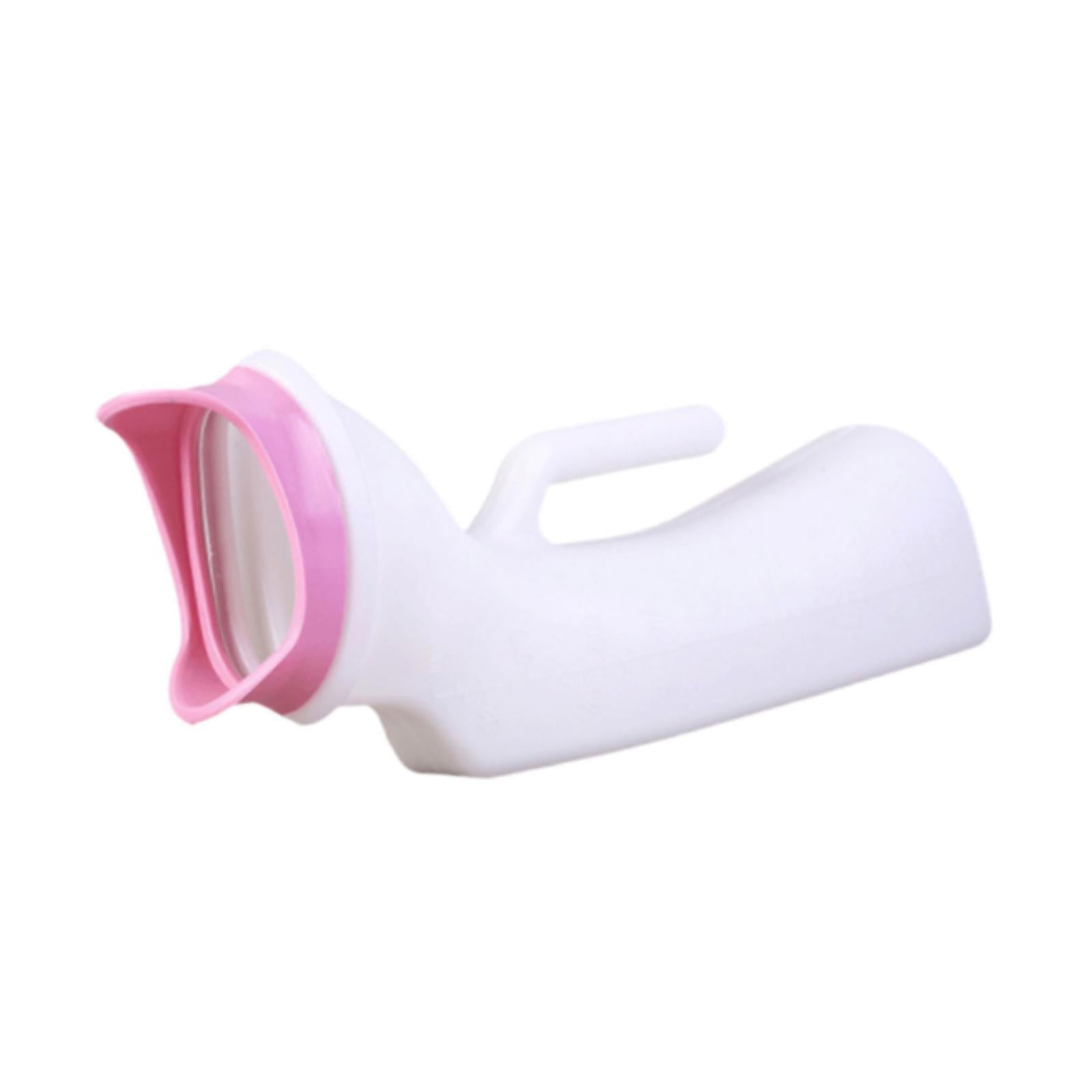 Female Urine Bottle Reusable Practical Pee Funnel for Car Travel The Elderly 12x10x28cm White and Pink
