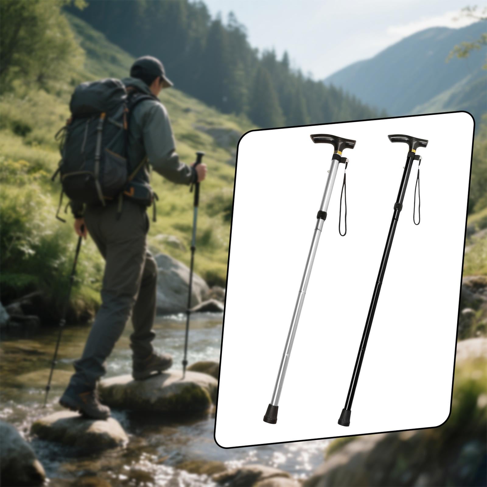 Trekking Stick Lightweight Standard Crutch for Mountaineering Travel Outdoor silver