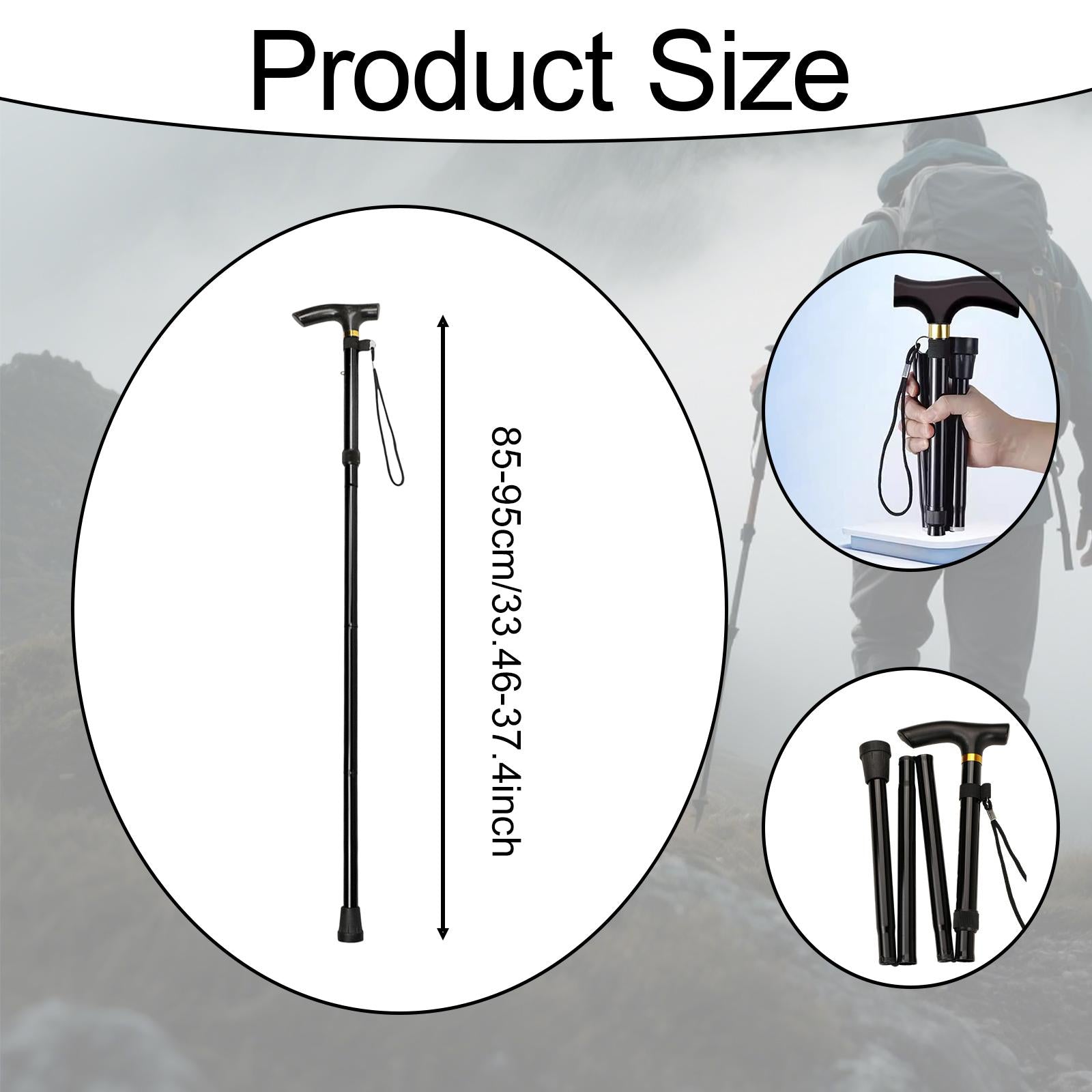 Trekking Stick Lightweight Standard Crutch for Mountaineering Travel Outdoor black