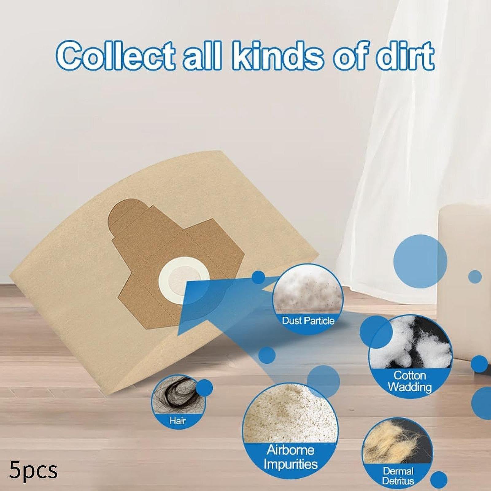 5Pcs Vacuum Cleaner Bags Paper Replaces Easy Installation Vacuum Filter Bags