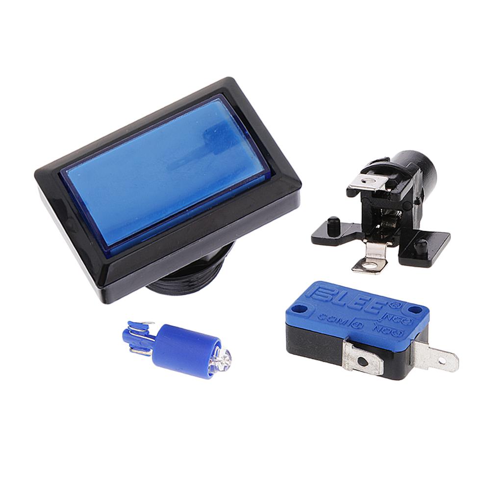 Rectangle Arcade Machine Game Button with Led Illuminated Push Button-Blue