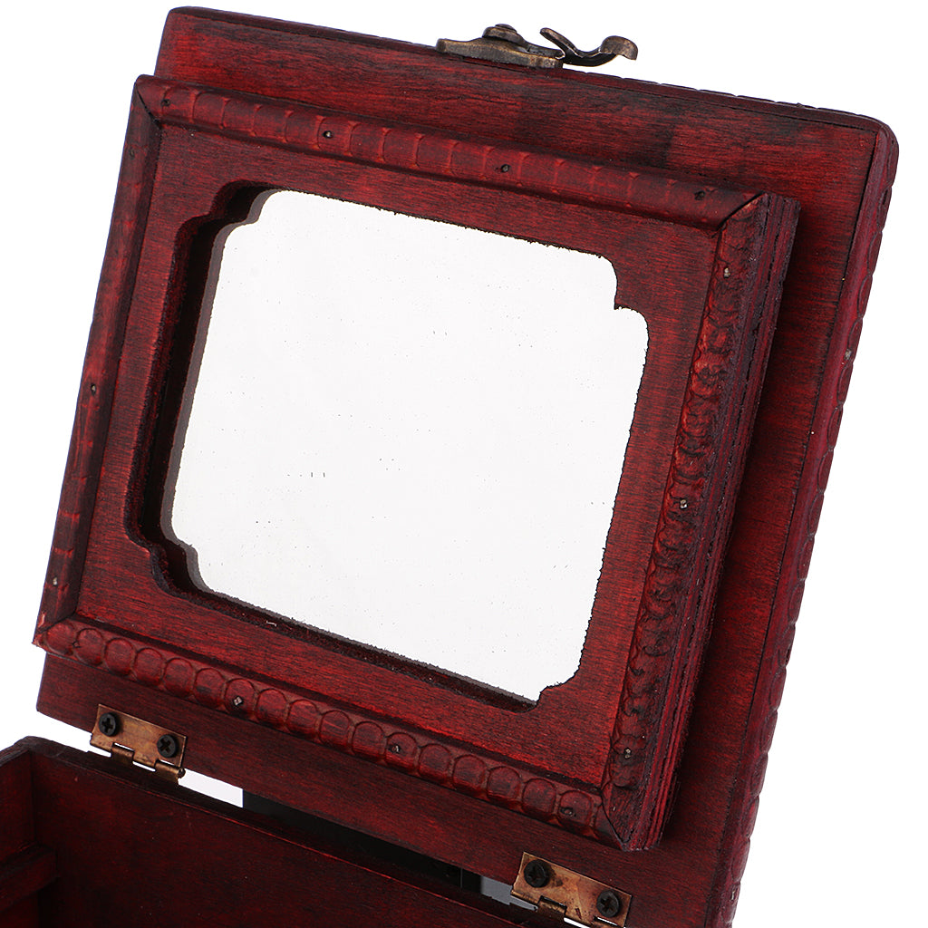 Chinese Retro Vintage Style Wooden Jewelry Box Organizer Storage with Handle