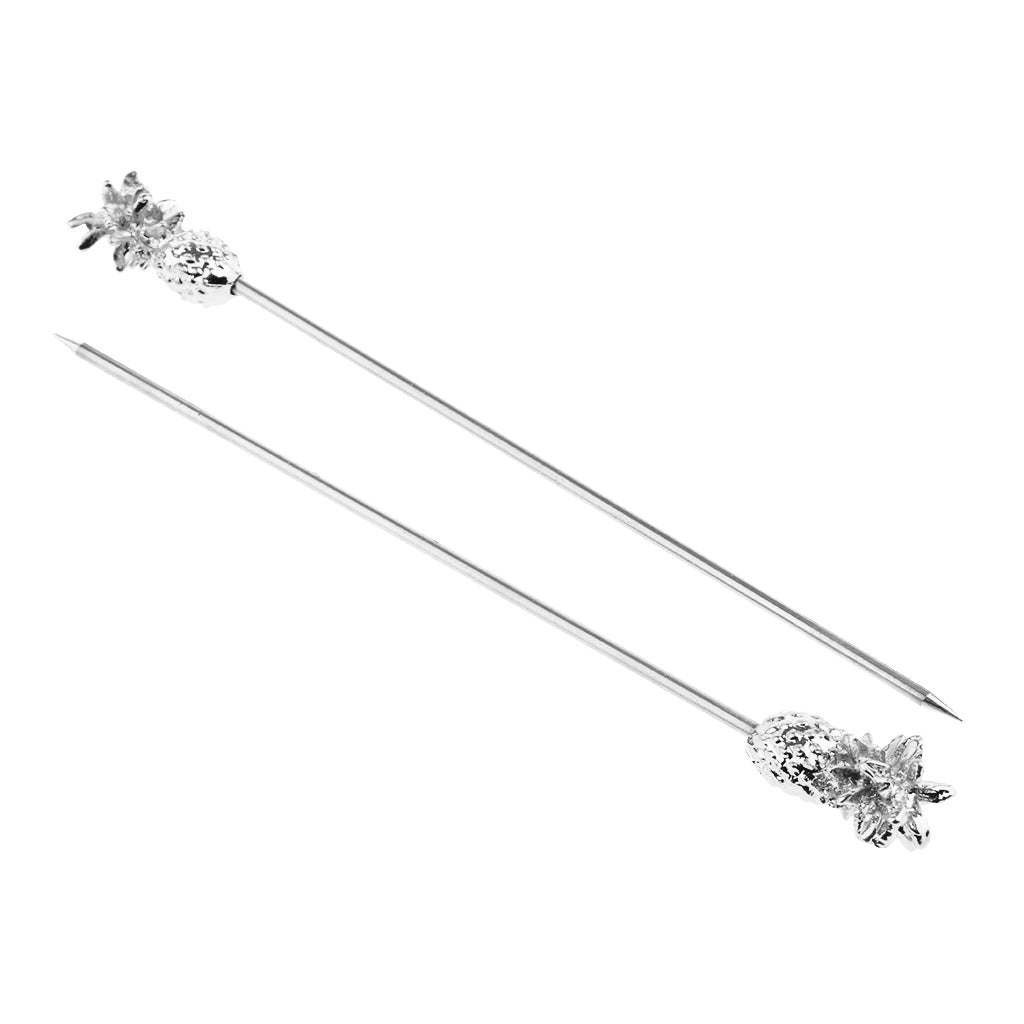 3X Stainless Steel Cocktail Picks Martini Fruit Stick for Party Silver
