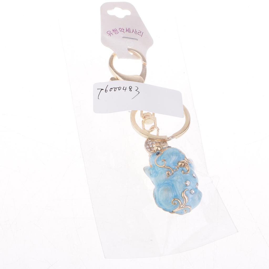 Pi Xiu Lucky Keychains Keyrings Car Women Purse Bag Key Chain Light Blue