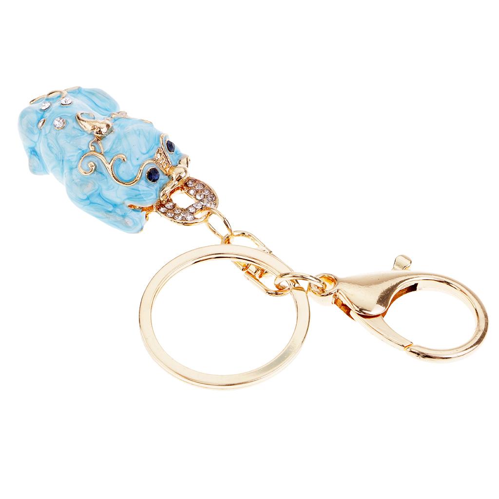 Pi Xiu Lucky Keychains Keyrings Car Women Purse Bag Key Chain Light Blue