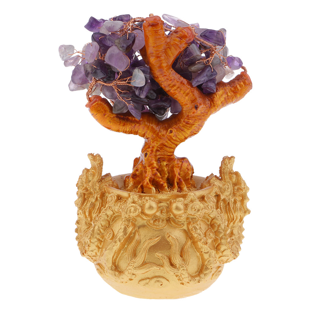 Crystal Money Tree Bring Wealth Luck Home Decor Birthday Gift 18cm Purple