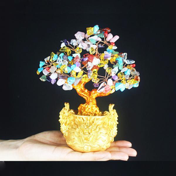 Crystal Money Tree Bring Wealth Luck Home Decor Birthday Gift 18cm B