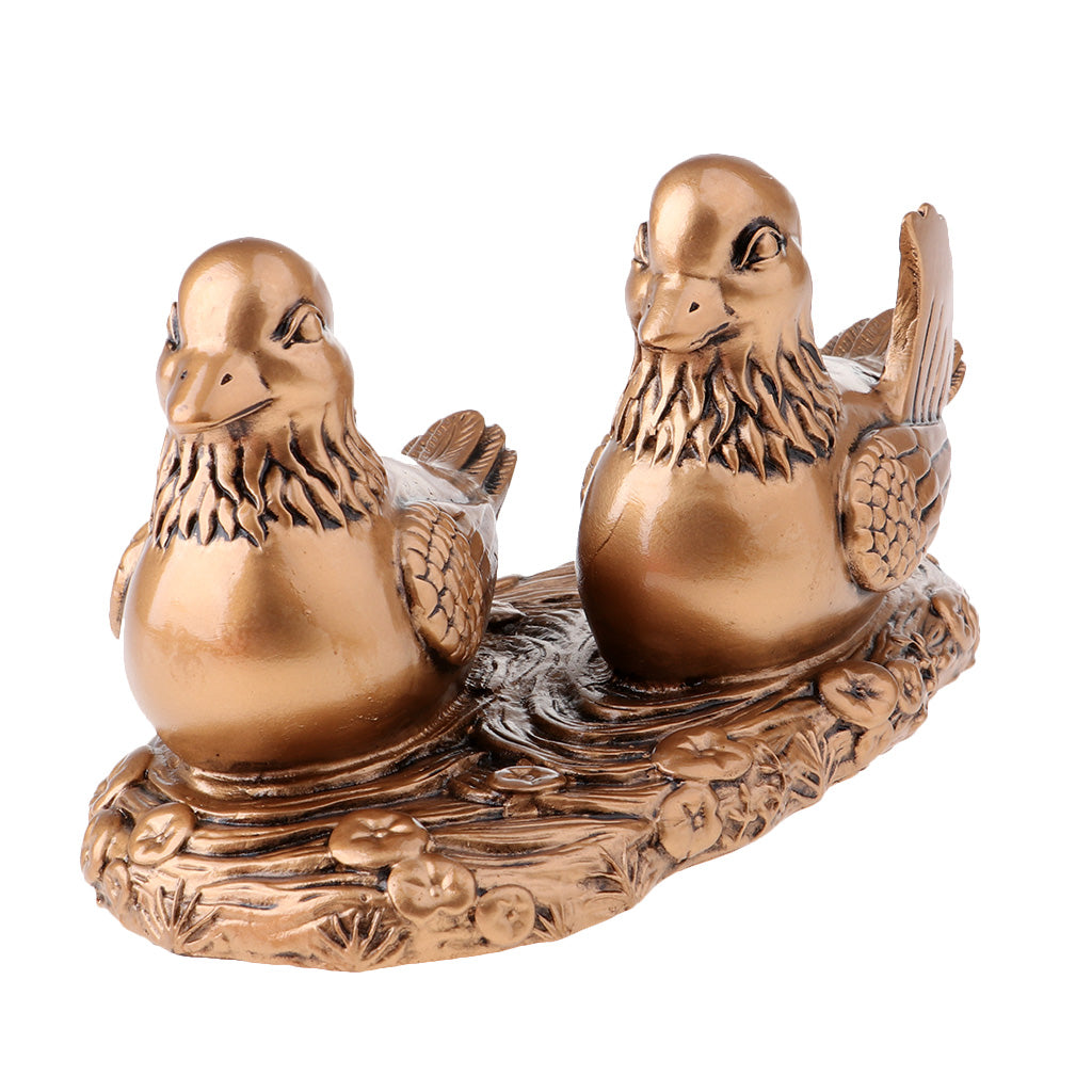 Feng Shui Mandarin Ducks for Love and Romance Figurine Statue Decor Copper
