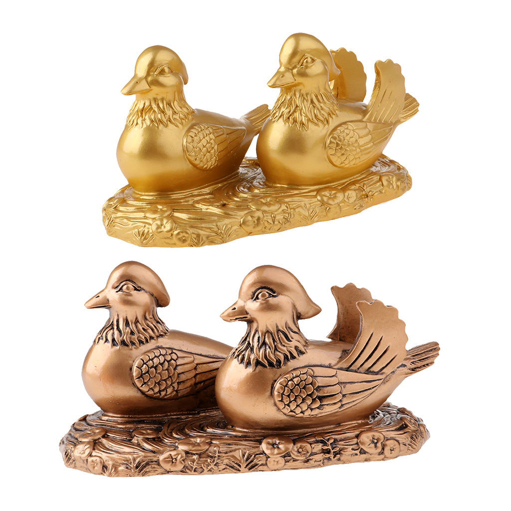 Feng Shui Mandarin Ducks for Love and Romance Figurine Statue Decor Copper
