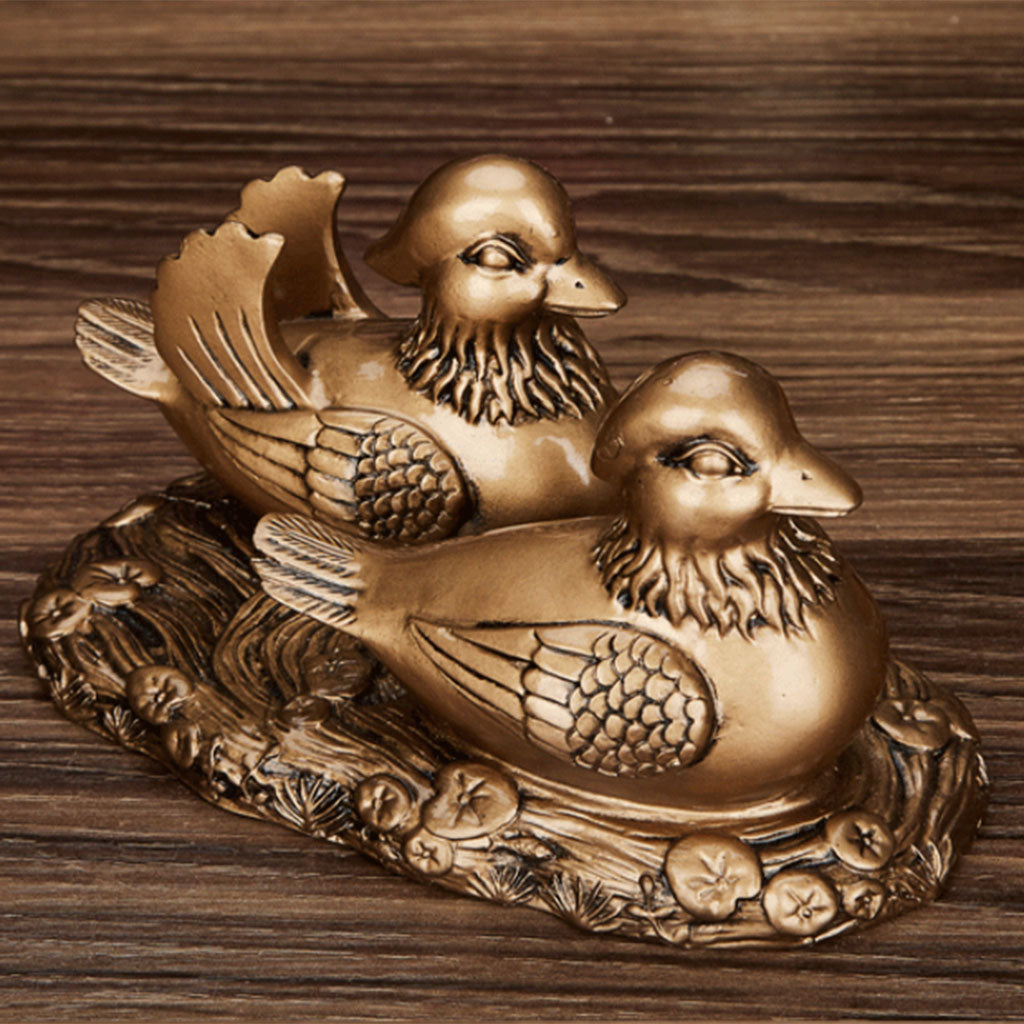 Feng Shui Mandarin Ducks for Love and Romance Figurine Statue Decor Copper