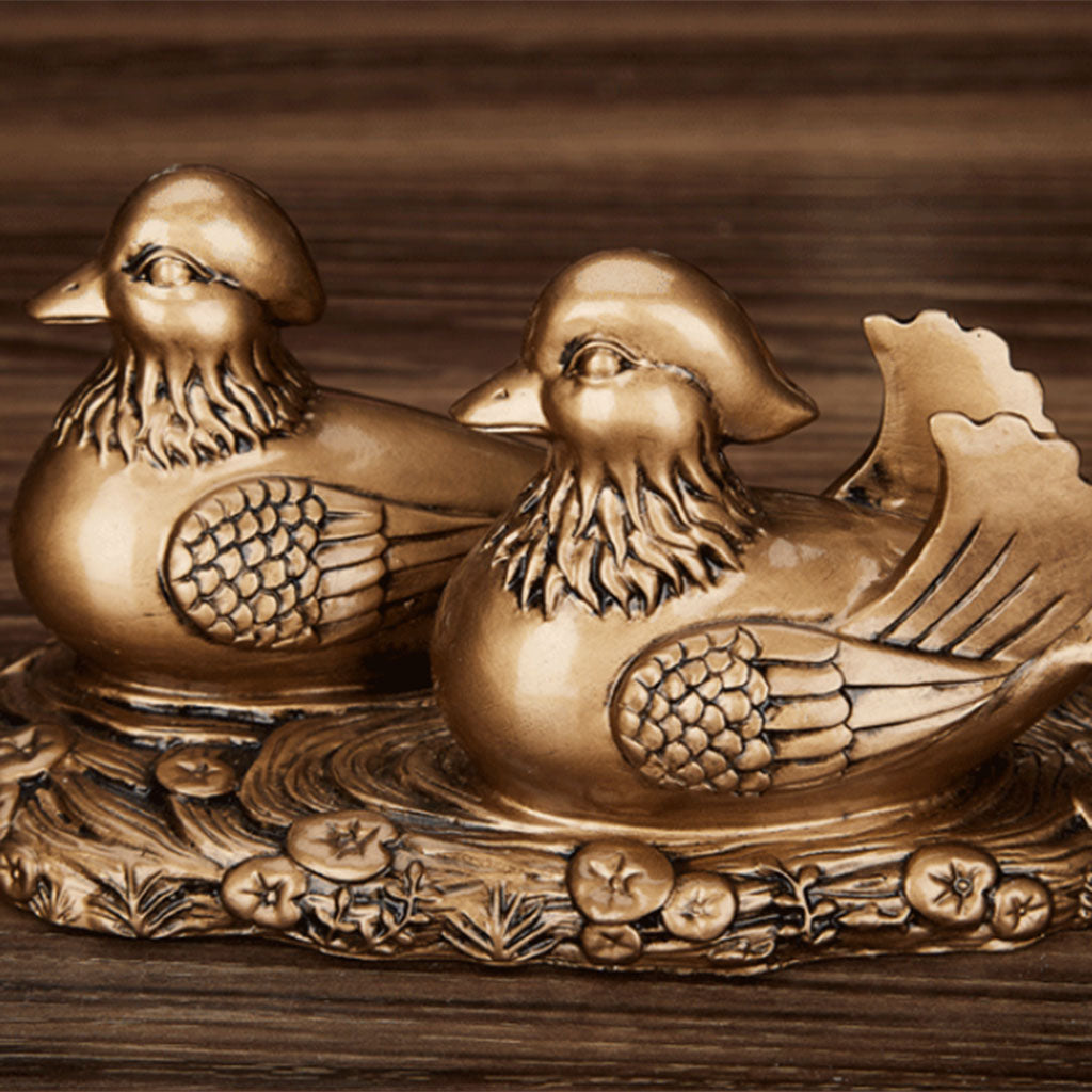 Feng Shui Mandarin Ducks for Love and Romance Figurine Statue Decor Copper