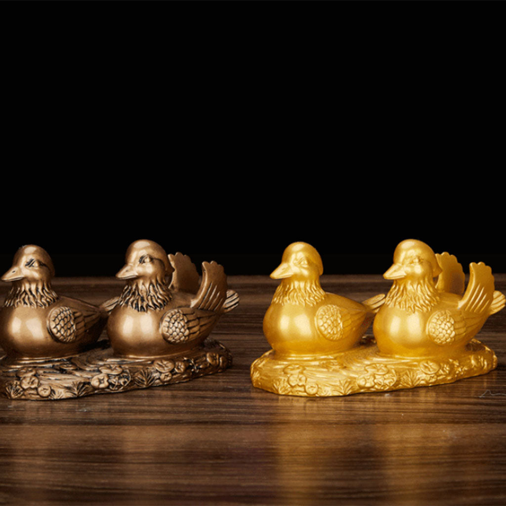 Feng Shui Mandarin Ducks for Love and Romance Figurine Statue Decor Copper