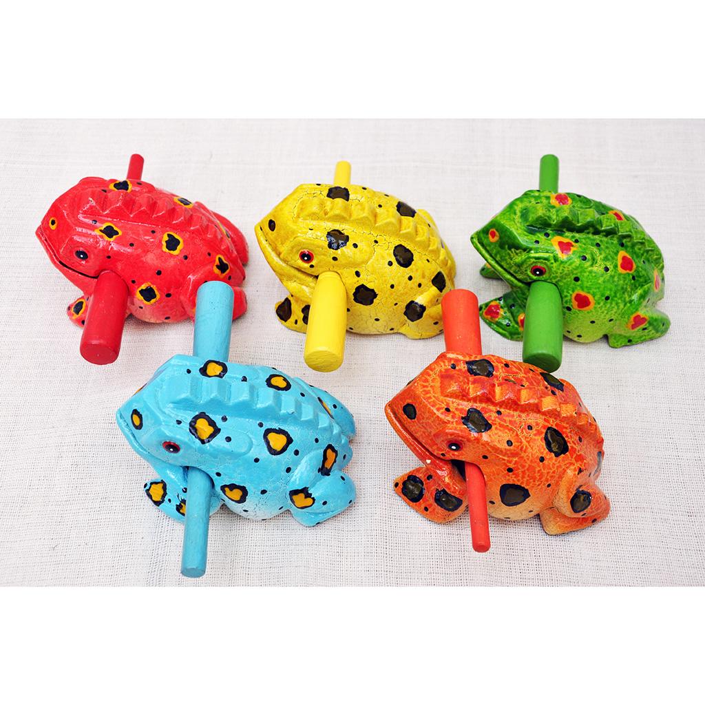 Handmade Wooden Musical Instrument Croaking Sound Home Car Decro yellow