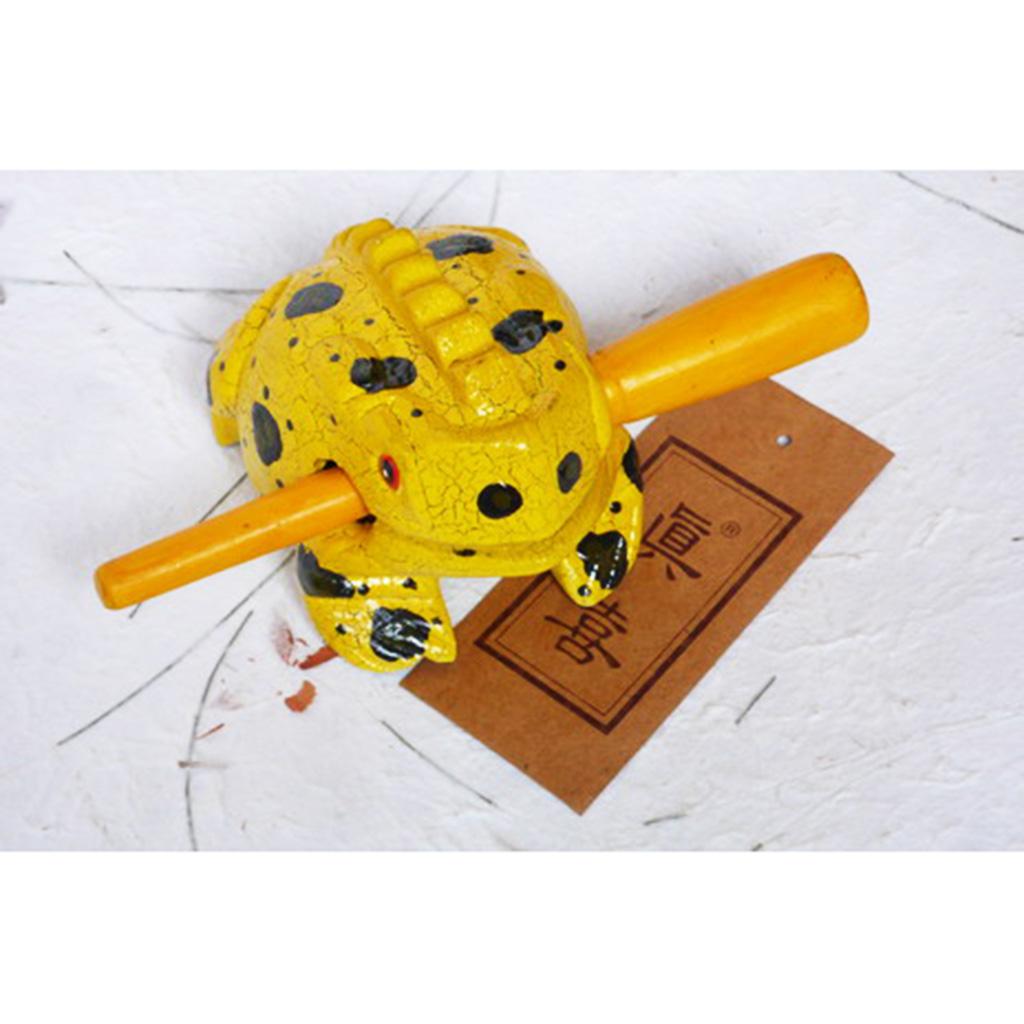 Handmade Wooden Musical Instrument Croaking Sound Home Car Decro yellow