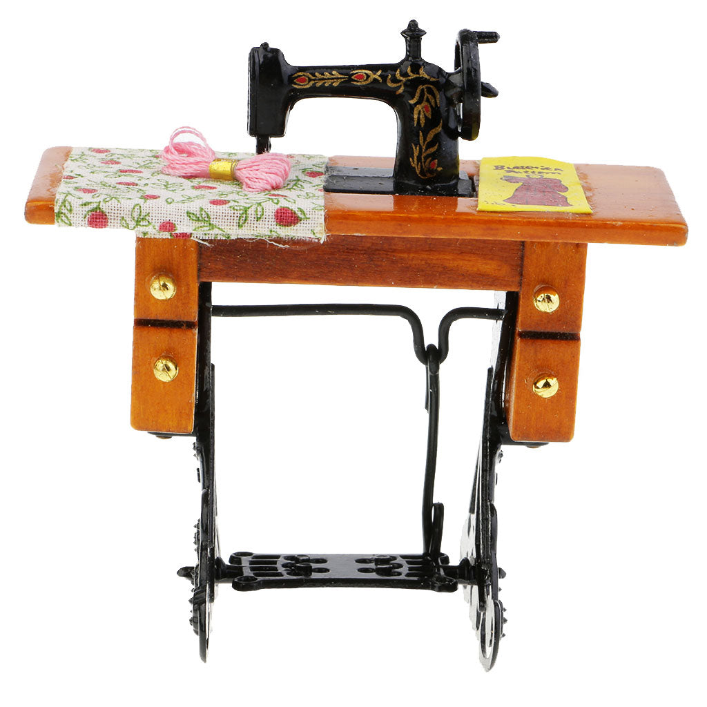 Miniature Doll House Model Sewing Machine Mini Retro Simulation Home