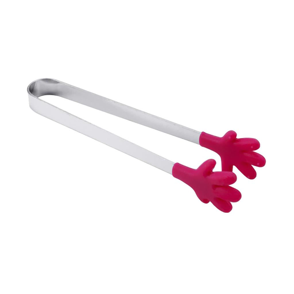 Silicone Food Clip Small Palm Stainless Steel Tongs Ice Non-Slip Clip Orange