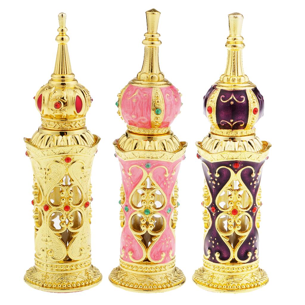 Antiqued Metal Perfume Bottle Essential Oils Bottle Perfume Bottle Gold