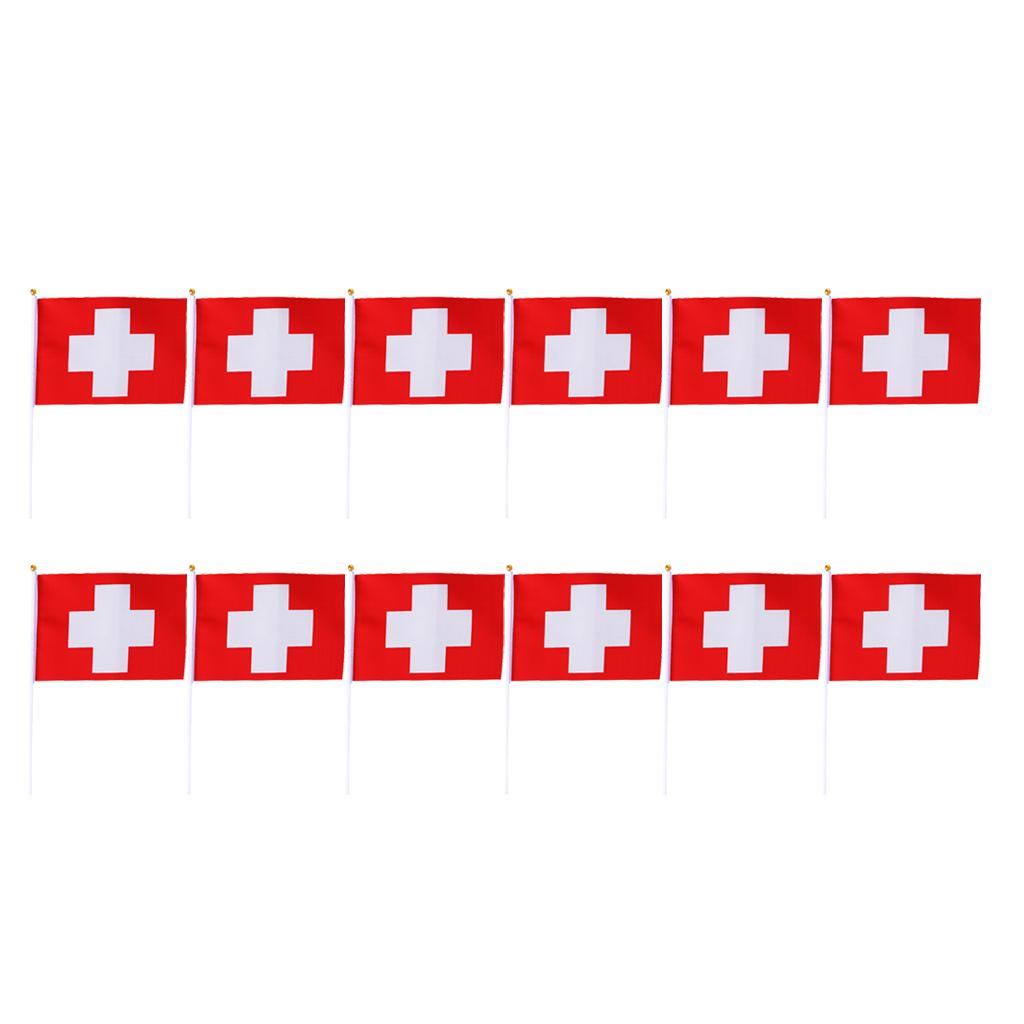 12PCS Flag Flags Banner Hand Waving Flag National Pride Flag Switzerland