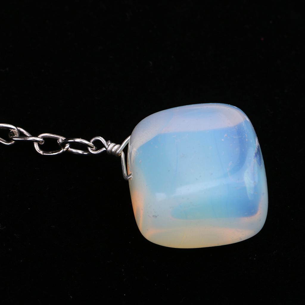 Natural Crystal Raw Gemstone Key Ring Key Chain Bag Pendant Opal