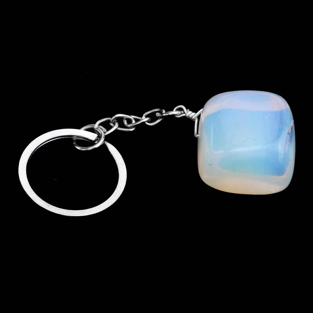 Natural Crystal Raw Gemstone Key Ring Key Chain Bag Pendant Opal