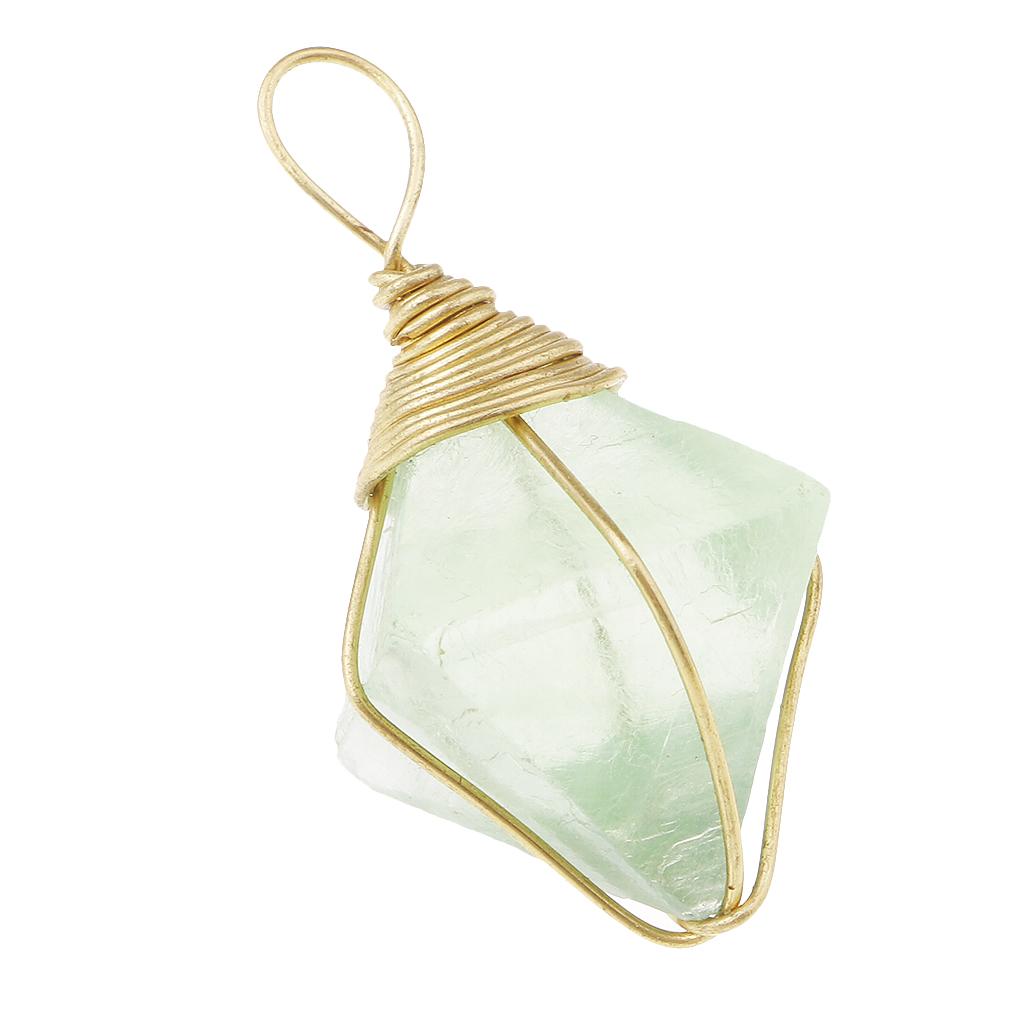 Natural Green Fluorite Crystal Pendant Chains Necklace for Women Jewelry
