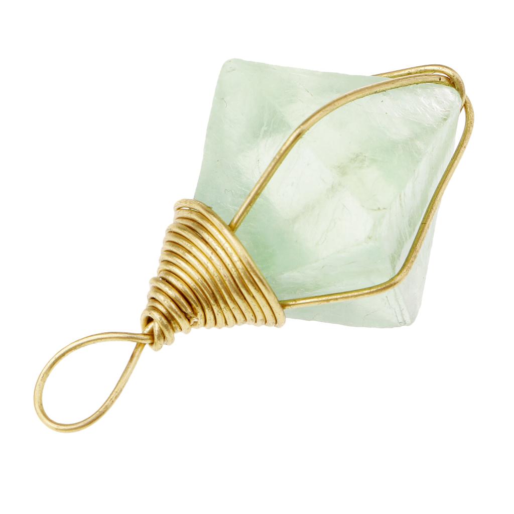 Natural Green Fluorite Crystal Pendant Chains Necklace for Women Jewelry