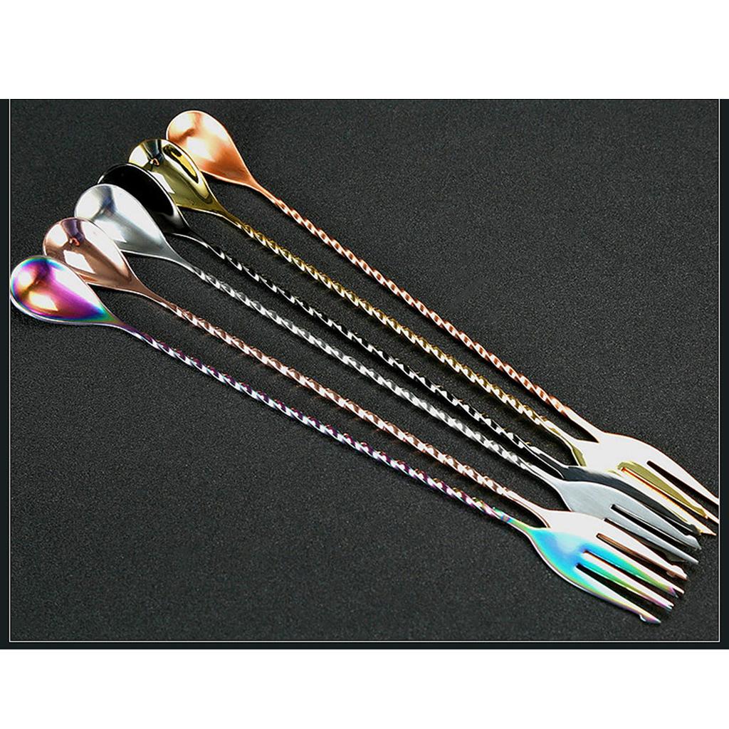 Stainless Steel Long Handle Mixing Spoon Bar Spoon Stirrer 30cm Polish