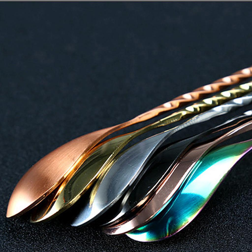 Stainless Steel Long Handle Mixing Spoon Bar Spoon Stirrer 30cm Polish