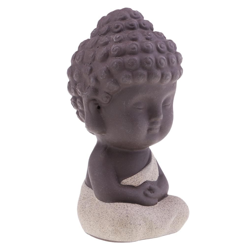Ceramic Small Buddha Statue India Yoga Mandala Sculptures Ornaments Beige