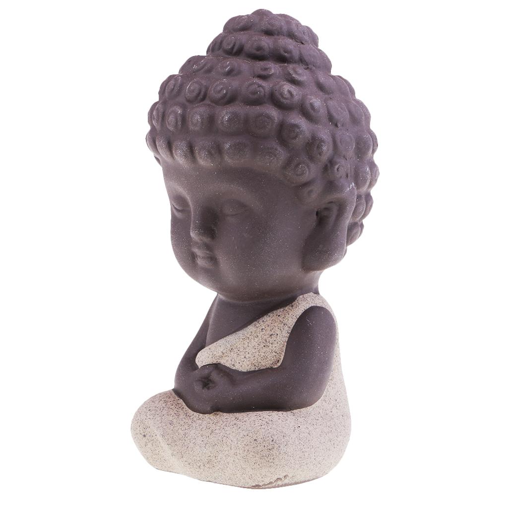 Ceramic Small Buddha Statue India Yoga Mandala Sculptures Ornaments Beige
