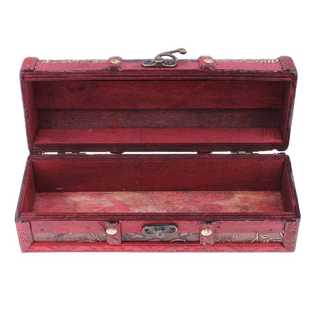 Retro Vintage Style Wooden Jewelry Box Necklace Storage Box Case Pencil Box
